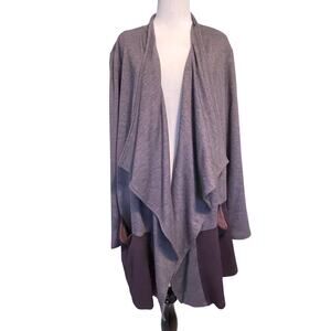 LOGO Lounge Draped Open Cardigan Womens 1X Dusty Purple Loungewear Topper Layer